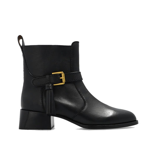 See By Chloé Black Calfskin Ankle Boots