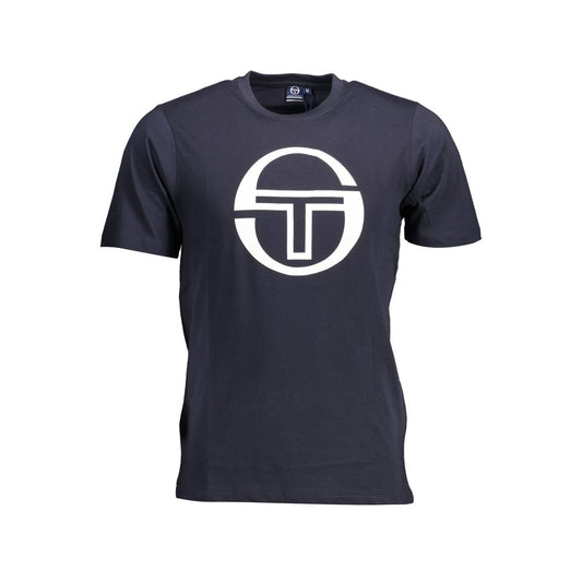 Sergio Tacchini Blue Cotton Men T-Shirt with logo, short sleeves, and crew neck, made from premium cotton for style and comfort.