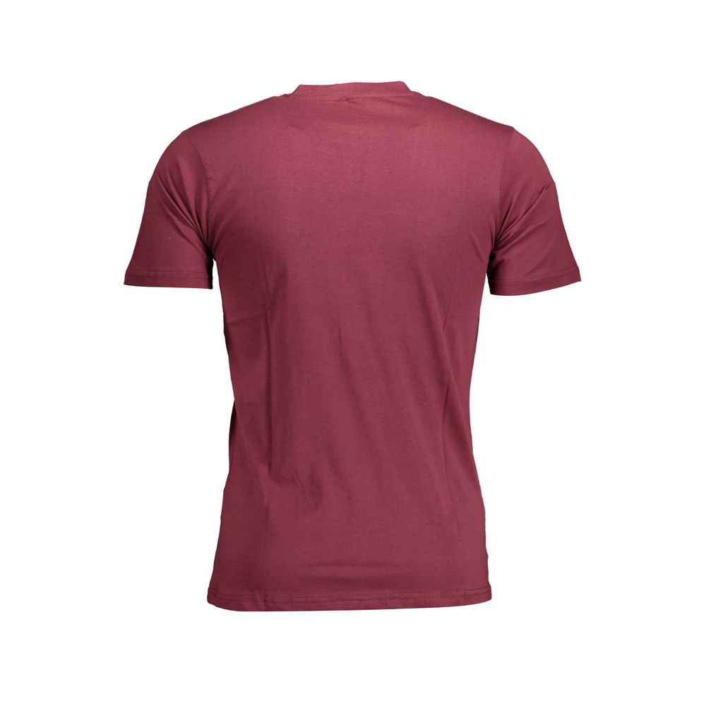 Back view of Sergio Tacchini Purple Cotton Men T-Shirt in premium fabric, showcasing crew neck and short sleeves.