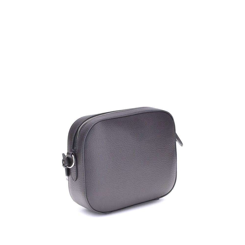 Stella McCartney Faux leather Shoulder Bag, brown, with adjustable fabric strap, zippered closure, and monogram detail, 21x21x5 dimensions.