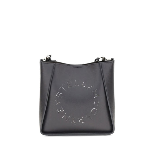 Stella McCartney Logo Shoulder Bag with studded logo detail and innovative materials in black.