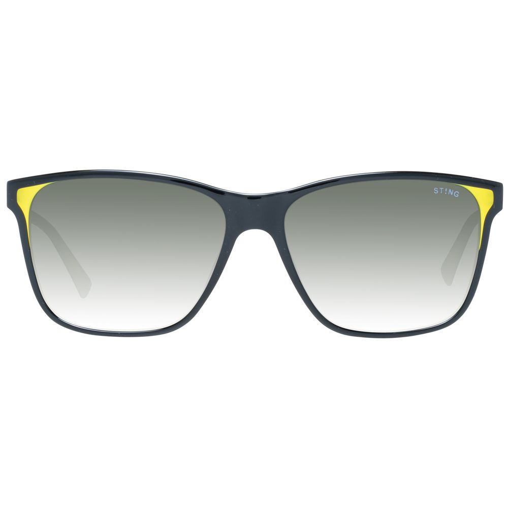 Sting Black Men Sunglass with black plastic frame and grey mirrored gradient lenses.