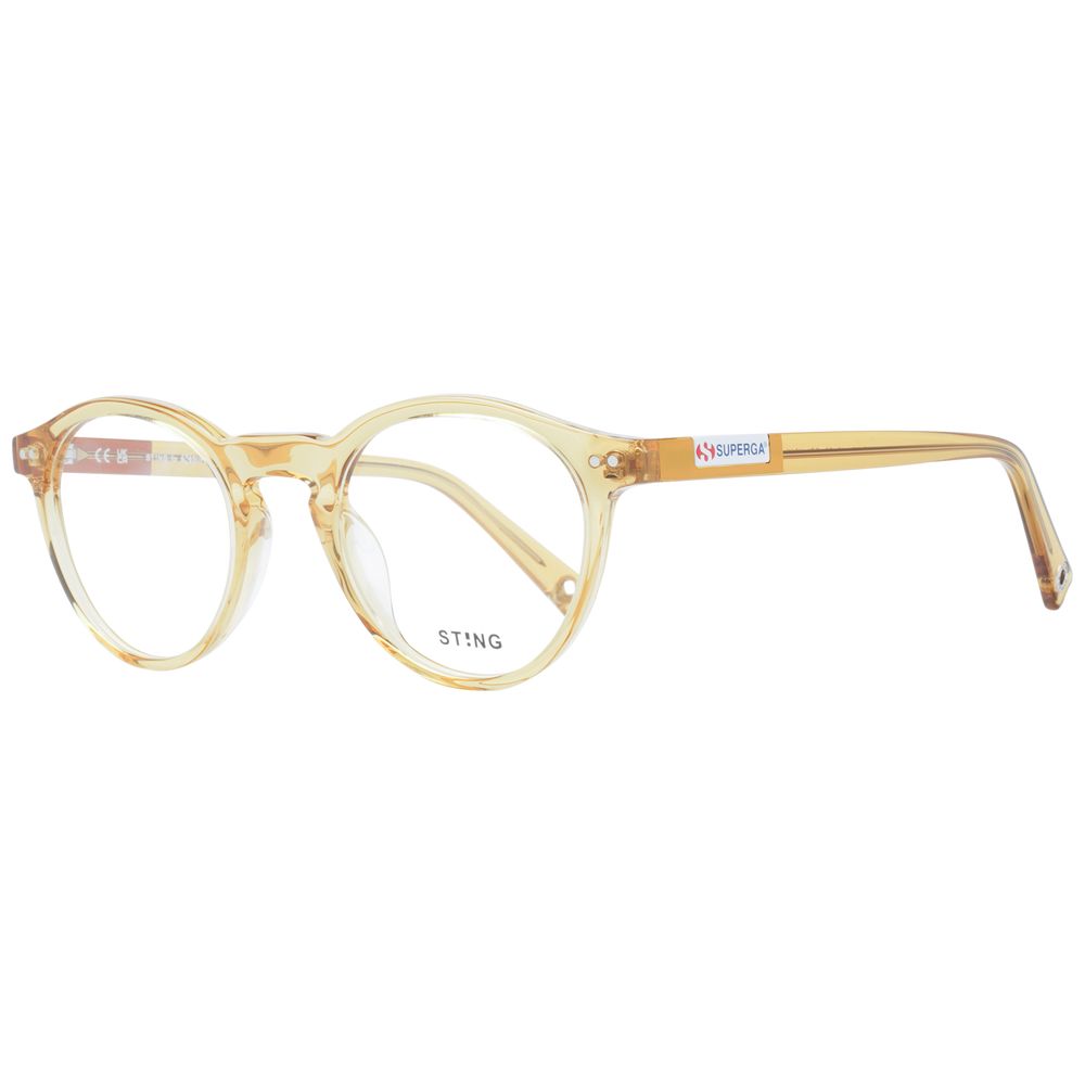 Sting Brown Unisex Glasses Frame in acetate, full-rim style with polarized, mirrored lenses. Includes branded case. UVA & UVB protection.
