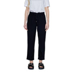 Street One Black Viscose Pant, women's slim-fit cigarette trousers, elegant and comfortable, ankle-length, perfect for modern style.