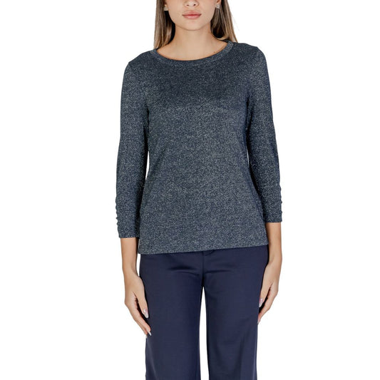 Street One Blue Polyester Long Sleeve women's top, perfect for fall/winter, featuring a blend of polyester, viscose, and elastane.