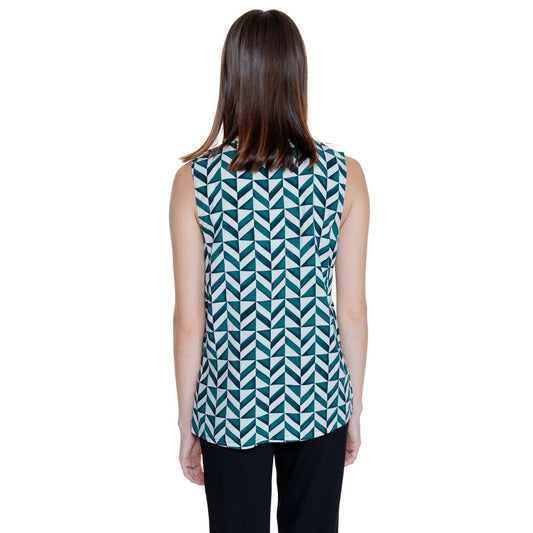 Street One Green Viscose Tank Top, spring/summer collection, women's geometric pattern, back view