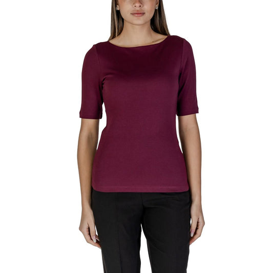 Street One Purple Cotton T-Shirt for women, short-sleeved, spring/summer collection, made of 50% cotton and 50% modal.