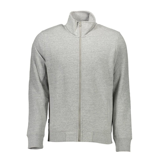 Superdry Gray Cotton Men's Sweater with zipper and pockets.
