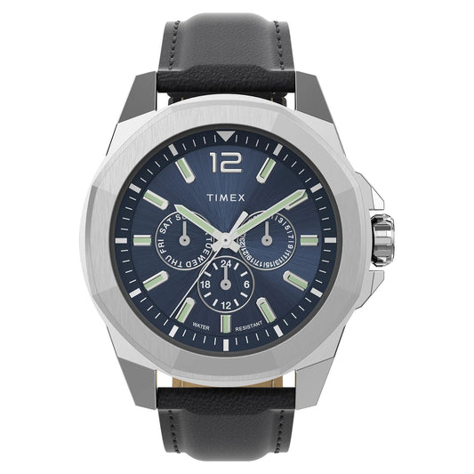 TIMEX Mod. HARBORSIDE - COAST COLLECTION wristwatch with stainless steel case, leather strap, and quartz movement
