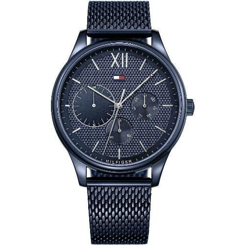 TOMMY HILFIGER MOD. DAMON stylish men's watch with a blue mesh strap and textured dial.
