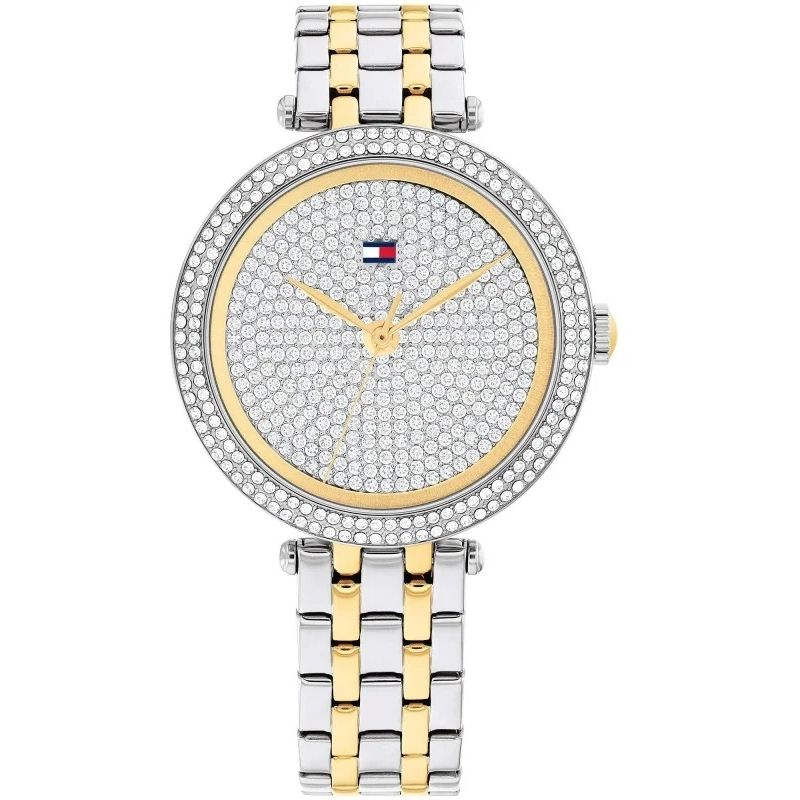 Elegant TOMMY HILFIGER MOD. NATALIE watch with crystal-embellished face and two-tone bracelet
