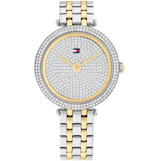 Elegant TOMMY HILFIGER MOD. NATALIE watch with crystal-embellished face and two-tone bracelet