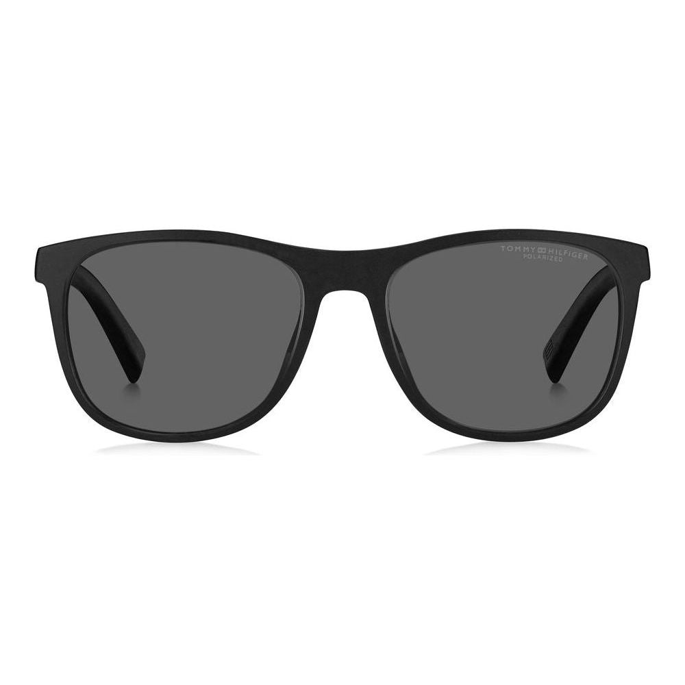 Gent's sunglasses TOMMY HILFIGER MOD. TH 2042_S with black frame and dark lenses, front view.