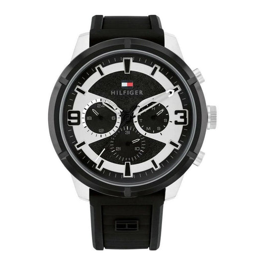 TOMMY HILFIGER Mod. 1792074 men's quartz analog watch with 5 ATM water resistance and mineral dial in official box.