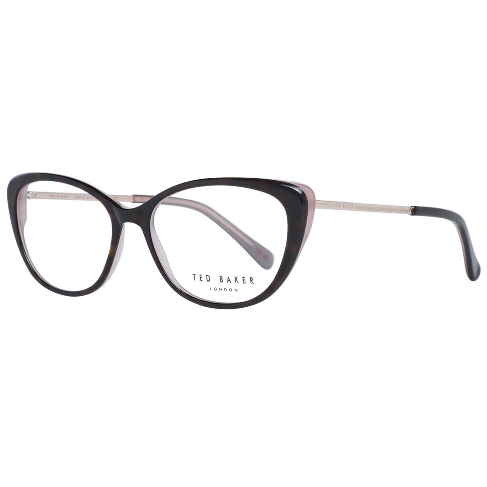 Ted Baker Brown Women Glasses Frame, cat eye style, acetate material, full-rim, size 51-15-140, demo lenses, branded case included.