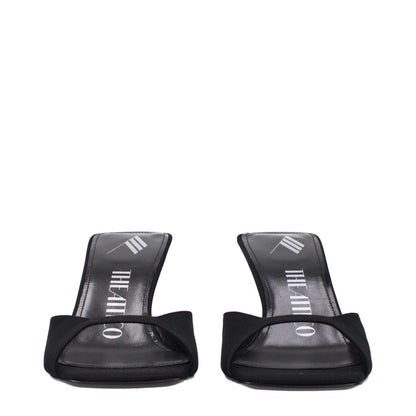 The Attico Black Satin Stiletto Heel Sandals with leather sole and open toe design. Style: Casual, Heel height: 7.5 cm.