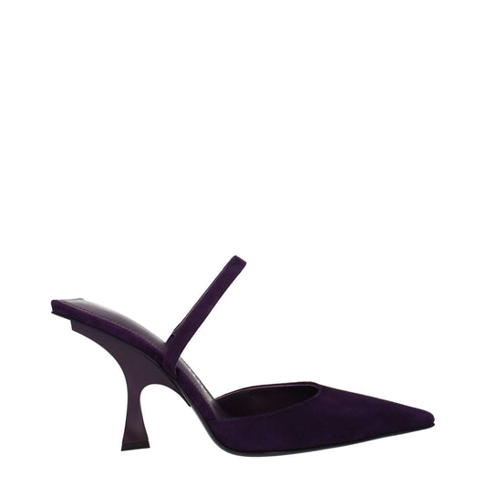 The Attico Purple Leather Stiletto Heel Sandals with 9.5 cm high heel and pointy toe, featuring leather sole and amaranth shade, MPN S790L007614.