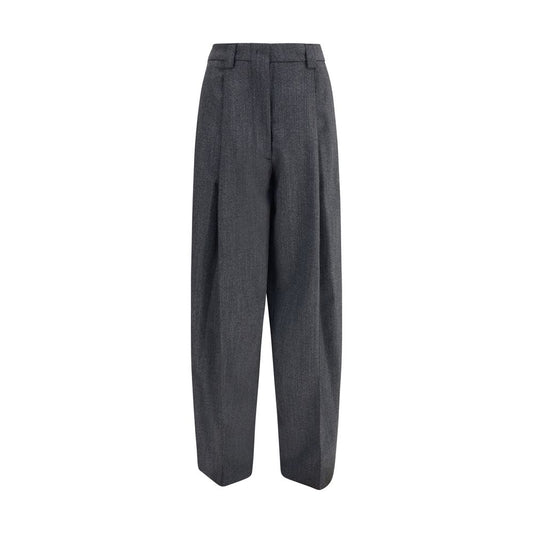 The Latest Gray Polyester Casual Pants with balloon-leg silhouette, high waist, and concealed front zipper, AW25 season fashion.