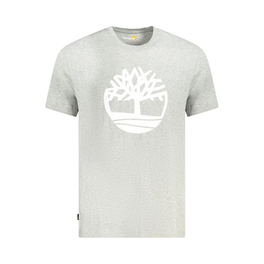 Timberland Brown Cotton Men T-Shirt with crew neck and logo print, short sleeve premium cotton ideal for effortless style and comfort.
