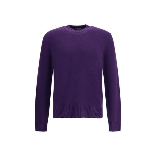 Tom Ford Purple Cashmere Cashmere Sweater with ribbed crew neck, showcasing understated elegance and relaxed silhouette for AW25 season.