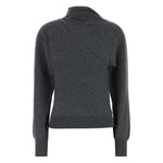 Tom Ford Sweaters Grey - dark grey asymmetric neck cashmere cotton turtle-neck sweater with ribbed hem and long sleeves.