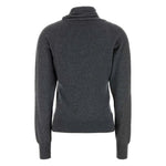 Tom Ford Sweaters Grey, dark grey asymmetric neck, long sleeves, ribbed hem, cashmere and cotton turtle-neck sweater