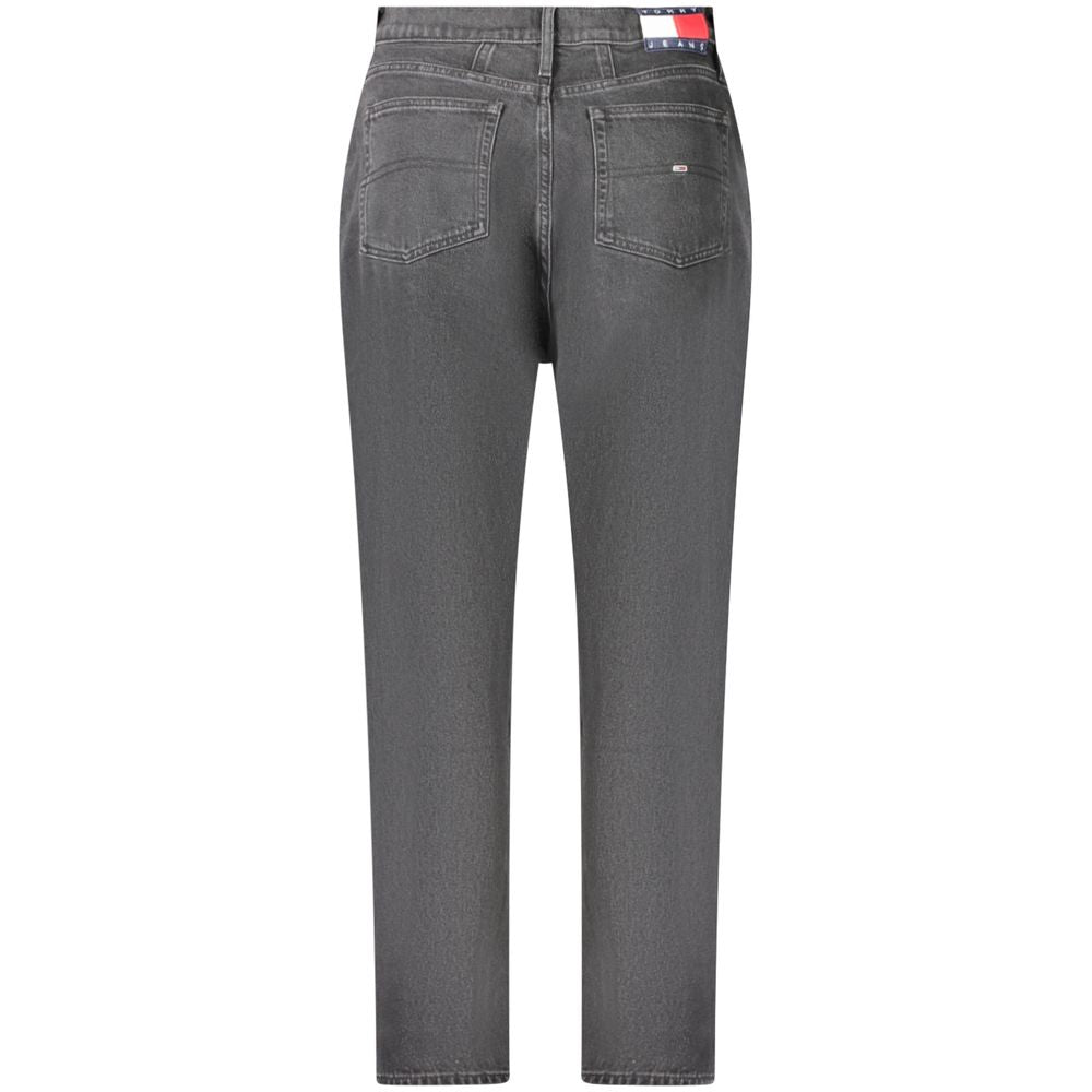 Back view of Tommy Hilfiger Black Cotton Women Jeans with iconic embroidery and eco-conscious design.