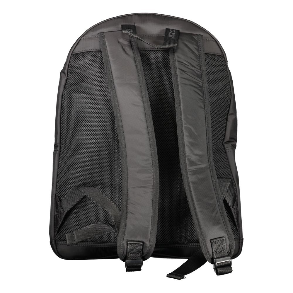 Back view of Tommy Hilfiger Black Nylon Backpack with adjustable shoulder straps
