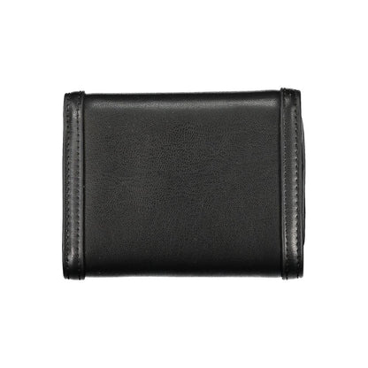 Tommy Hilfiger Black Polyethylene Wallet with card spaces, coin purse, contrasting details, zip and automatic closure, logo visible.