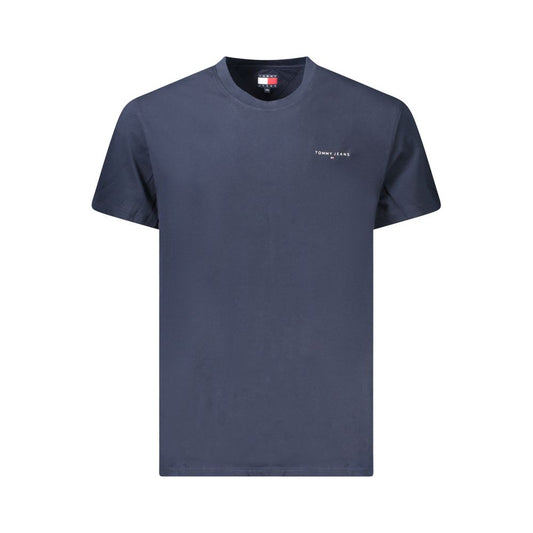 Tommy Hilfiger Blue Cotton Men T-Shirt with logo and crew neck design.