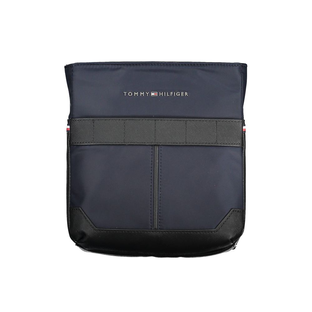 Tommy Hilfiger Blue Polyester Men Shoulder Bag with adjustable strap and iconic logo, made with 50% recycled materials.