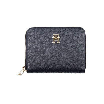 Tommy Hilfiger Blue Polyethylene Women Wallet with multiple compartments and iconic logo design.