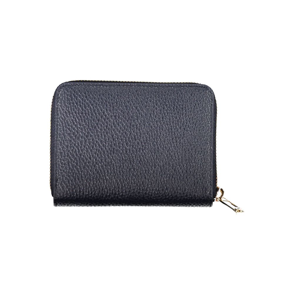 Tommy Hilfiger Blue Polyethylene Women Wallet with zip closure and sleek design for fashion-forward style and functionality.