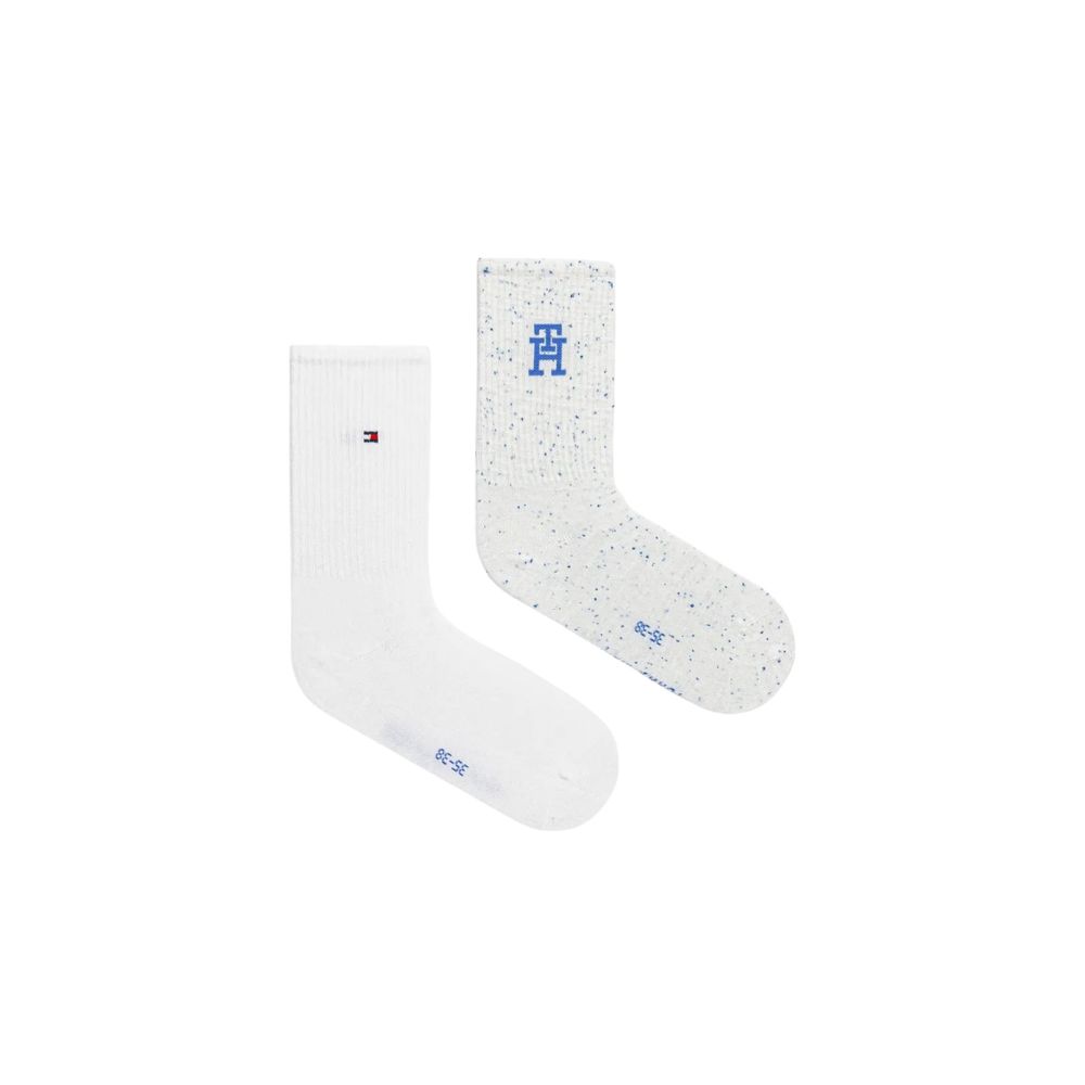 Pair of Tommy Hilfiger Blue Viscose Socks showcasing monogram design and comfortable fit for everyday wear, made with viscose blend.
