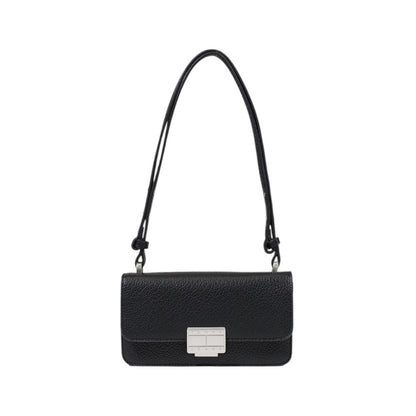 Tommy Hilfiger Jeans Black Polyethylene Handbag featuring faux leather texture and metallic logo.