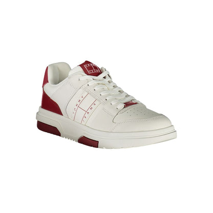 Tommy Hilfiger Red Leather Men Sneaker with iconic logo and trendy design, perfect for fashion-forward styling and comfort.