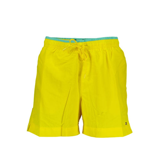 Tommy Hilfiger Yellow Nylon Swimwear medium boxer shorts with elastic waist, 3 pockets, embroidery, contrasting details and logo.