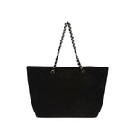 Black Tory Burch Ella Chain-strap Tote Bag with open top and chain straps, made from Terry cotton, size: depth 15 cm, height 30 cm, width 50 cm.
