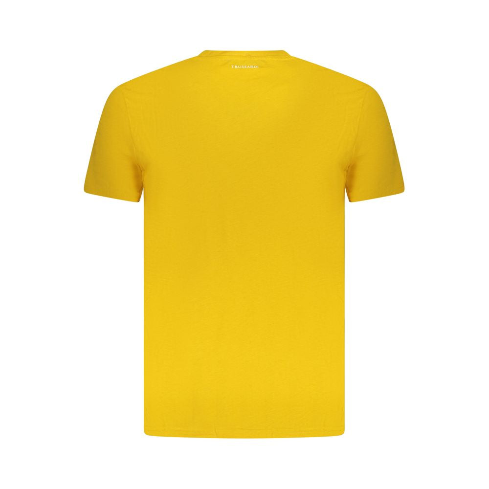 Trussardi Yellow Cotton Men T-Shirt featuring soft fabric and stylish design for a bold, casual look.