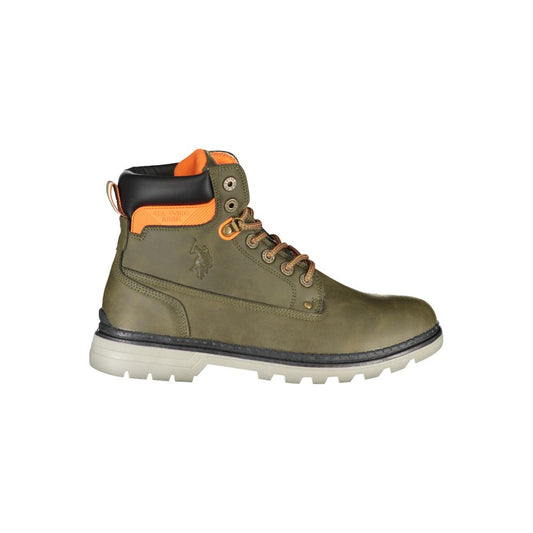 U.S. POLO ASSN. Green Polyester Boot with laces, contrast details, and logo