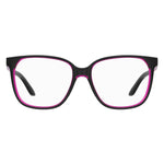 Under Armour Black Resin Frames women's glasses, model UA50453H2F415, front view with pink accents.