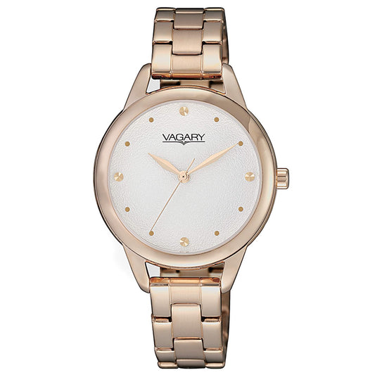 Alt Tag: VAGARY Mod. FLAIR lady's watch in rose gold, featuring 31mm case, quartz movement, mineral dial, and water resistance up to 5 ATM.