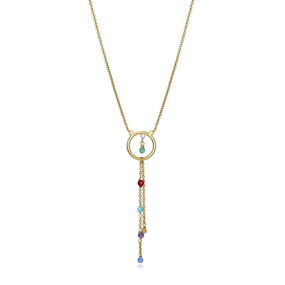 Gold necklace with multicolor gemstone accents on a chain, VICEROY JEWELS Mod. 13007C100-59, designed for ladies, elegant and stylish accessory.