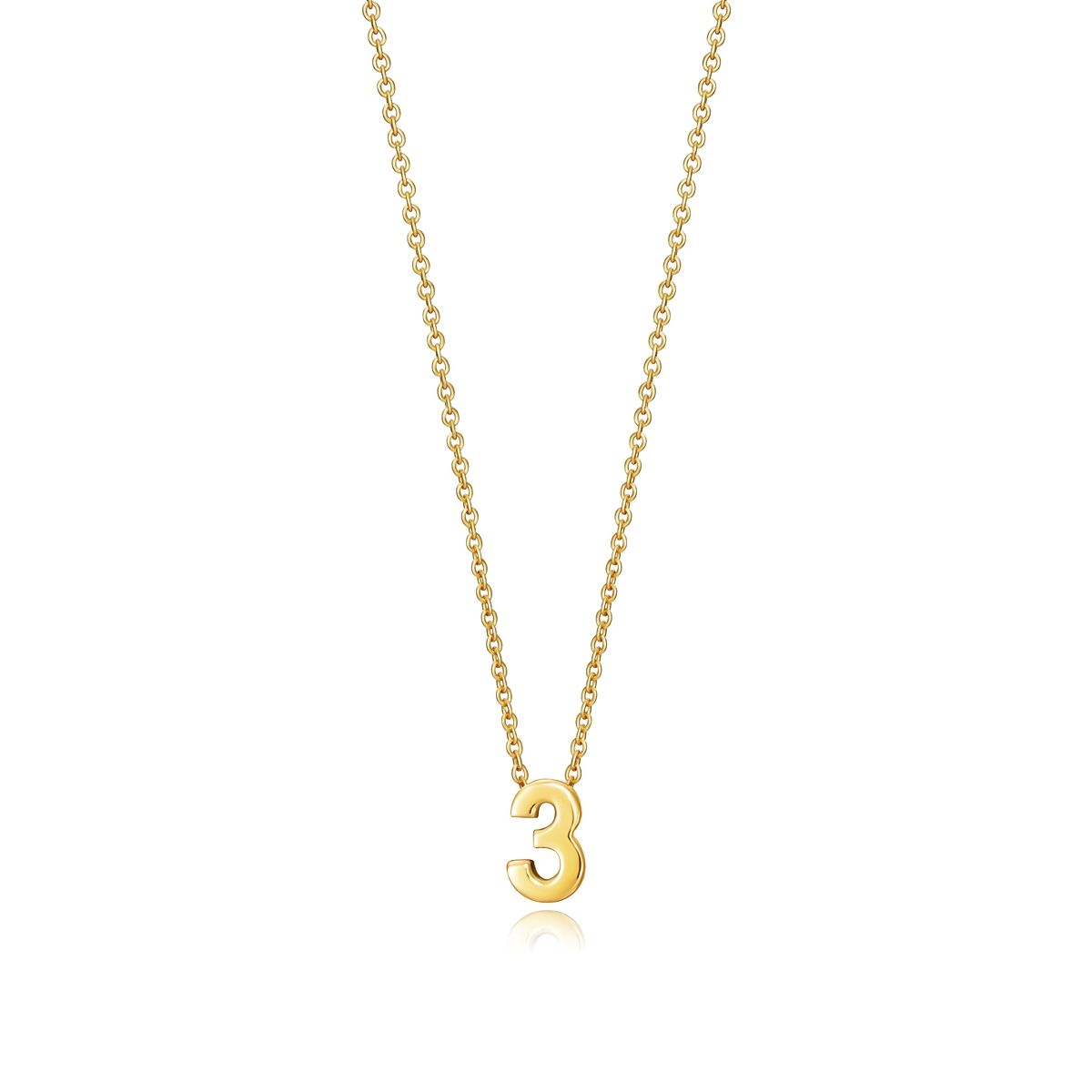Gold necklace with '3' pendant by VICEROY JEWELS Mod. 61041C000-03, ladies' quartz analog with silver 925°, in official box.