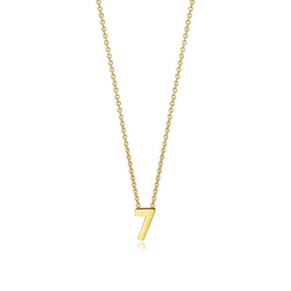 Gold necklace with number seven pendant on chain, representative of VICTORY JEWELS Mod. 61041C000-07 for ladies, featuring Quartz Analog Dial.
