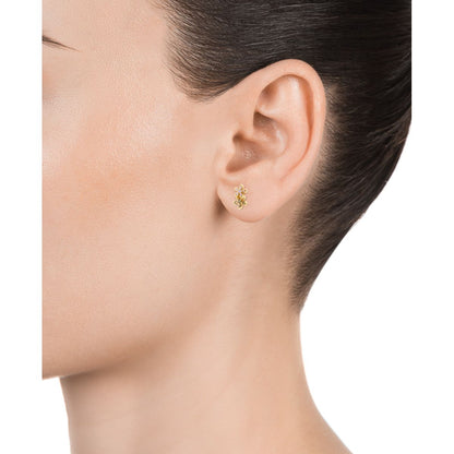 Side view of woman wearing elegant gold earrings, VICEROY JEWELS Mod. 61073E100-36, sparkling against skin tone