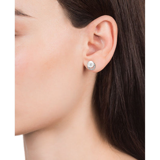 VICEROY JEWELS Mod. 71051E000-68 silver earrings on woman showcasing elegant style and quartz movement, 3 ATM water resistance, official packaging.