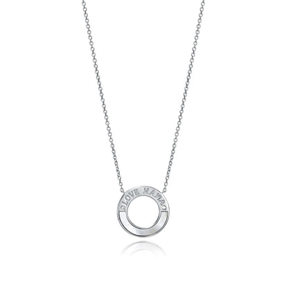 Elegant silver necklace with a circular pendant inscribed 'LOVED' from VICEROY JEWELS Mod. 85013C000-90 for ladies. Quartz, water-resistant to 5 ATM.