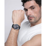 Gent wearing VICEROY Mod. 401383-57 watch, 41mm case, quartz movement, water resistant 5 ATM, silver 925° necklace, official box included.
