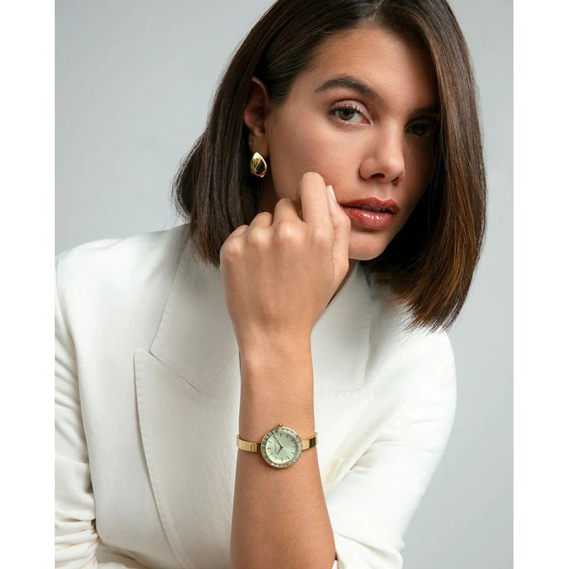 Woman wearing VICEROY Mod. 41146-67 watch, lady's 30mm chronograph with quartz movement in official box